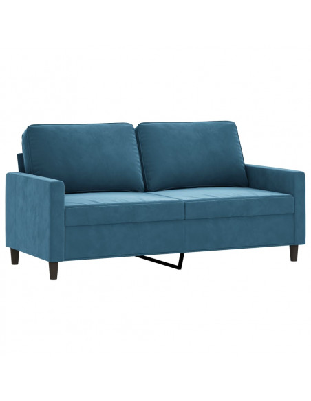 Set di Divani 3 pz con Cuscini Blu in Velluto