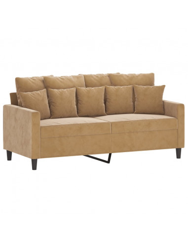 Set di Divani 3 pz con Cuscini Marrone in Velluto