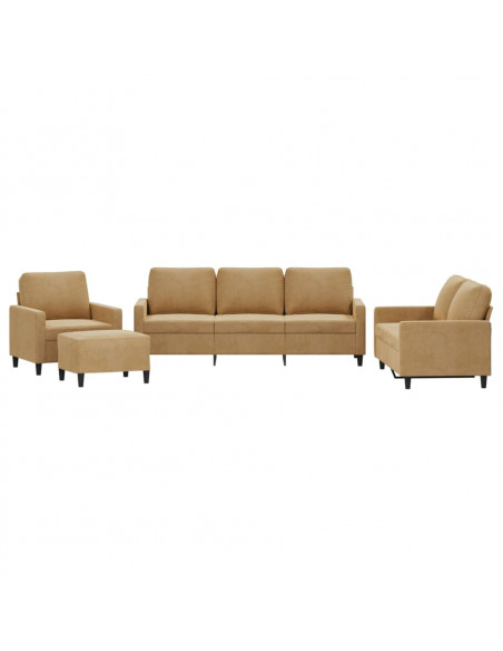 Set di Divani 4 pz con Cuscini Marrone in Velluto