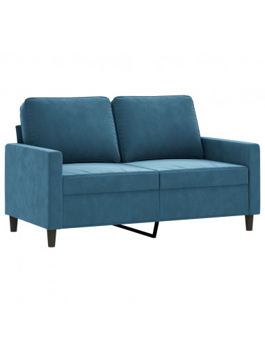 Set di Divani 2 pz con Cuscini Blu in Velluto