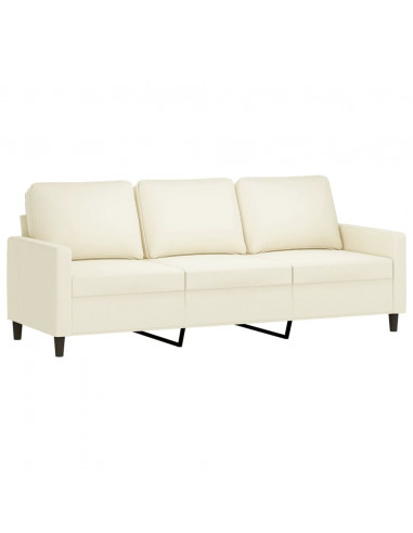 Set di Divani 3 pz con Cuscini Crema in Velluto