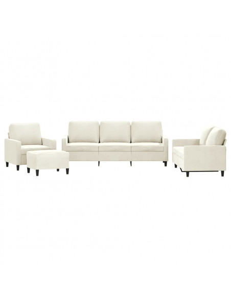 Set di Divani 4 pz con Cuscini Crema in Velluto