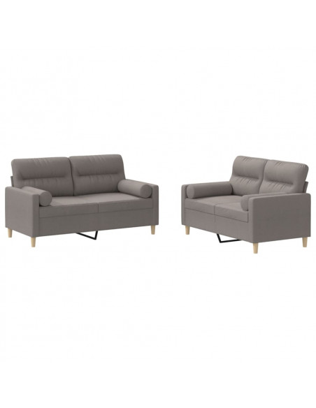 Set Divani 2 pz con Cuscini Tortora in Tessuto