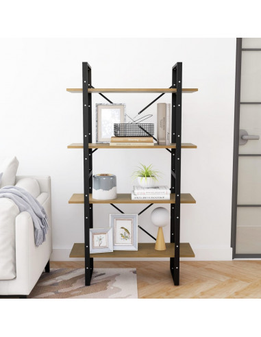 Libreria a 4 Ripiani 80x30x140 cm in Legno Massello di Pino