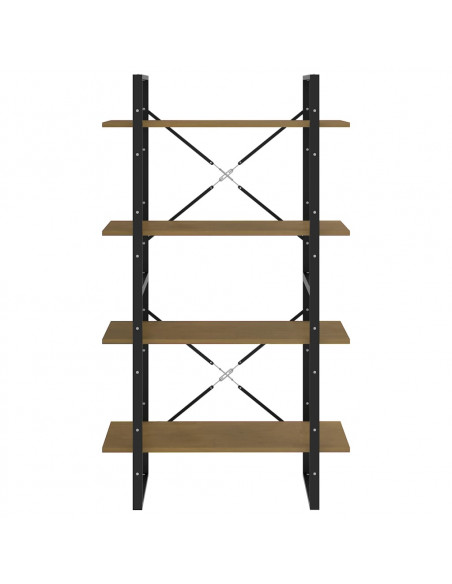 Libreria a 4 Ripiani 80x30x140 cm in Legno Massello di Pino
