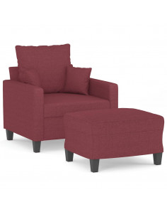 Poltrona con Poggiapiedi Rosso Vino 60 cm in Tessuto 2