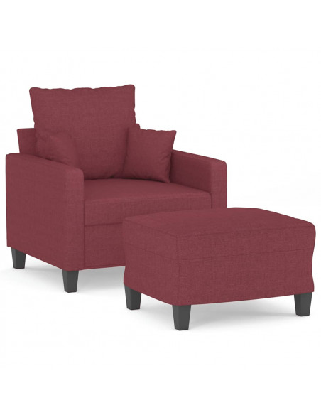 Poltrona con Poggiapiedi Rosso Vino 60 cm in Tessuto