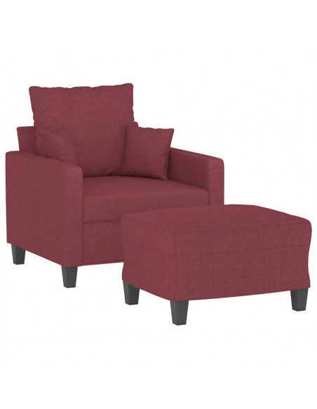 Poltrona con Poggiapiedi Rosso Vino 60 cm in Tessuto