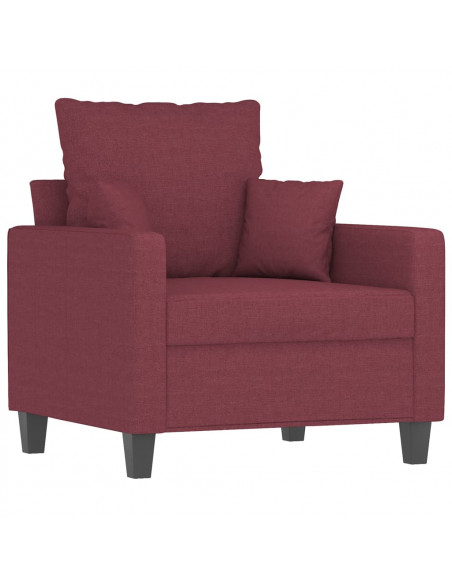 Poltrona con Poggiapiedi Rosso Vino 60 cm in Tessuto