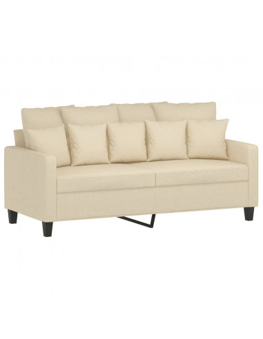 Set di Divani 2 pz con Cuscini Crema in Tessuto