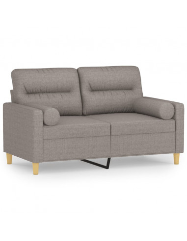 Divano a 2 Posti con Cuscini Tortora 120 cm in Tessuto