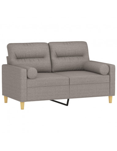 Divano a 2 Posti con Cuscini Tortora 120 cm in Tessuto