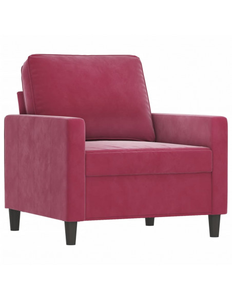 Set di Divani 3 pz con Cuscini Rosso Vino in Velluto