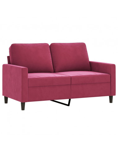Set di Divani 2 pz con Cuscini Rosso Vino in Velluto