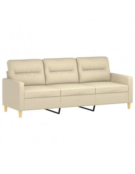 Set di Divani 4 pz con Cuscini Crema in Tessuto