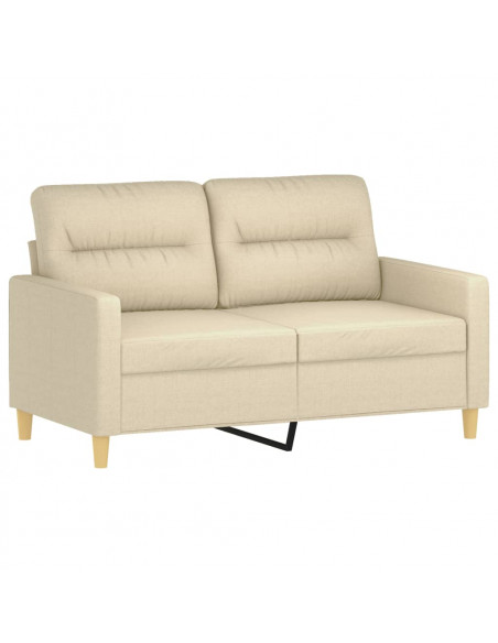 Set di Divani 2 pz con Cuscini Crema in Tessuto