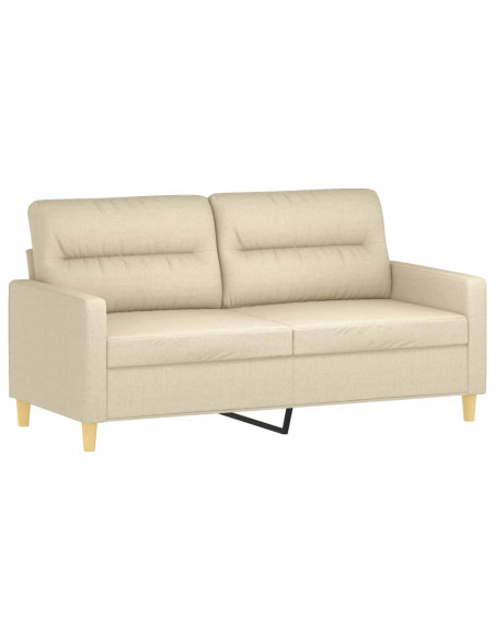Set di Divani 2 pz con Cuscini Crema in Tessuto