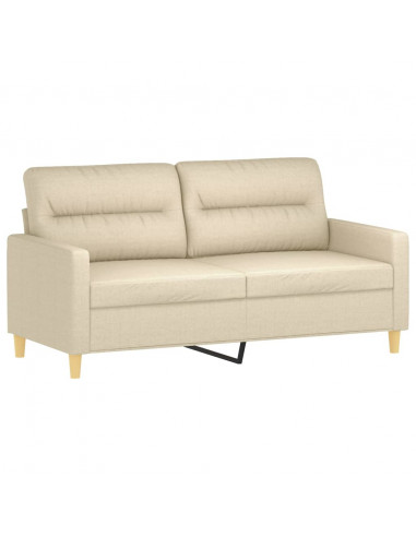 Set Divani 3 pz con Cuscini Crema in Tessuto