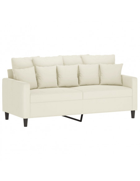Set di Divani 2 pz con Cuscini Crema in Velluto
