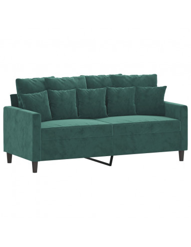 Set di Divani 3 pz con Cuscini Verde scuro in Velluto