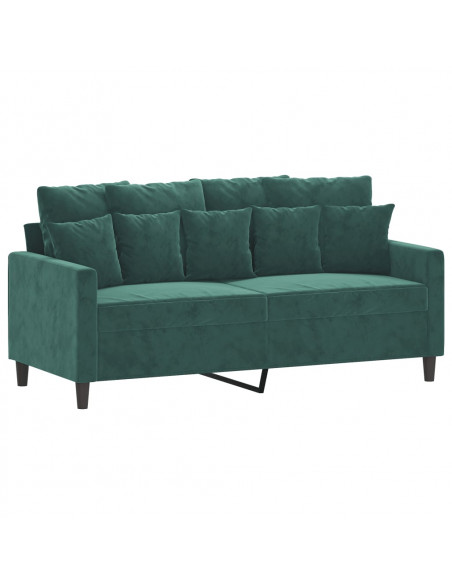 Set di Divani 3 pz con Cuscini Verde scuro in Velluto