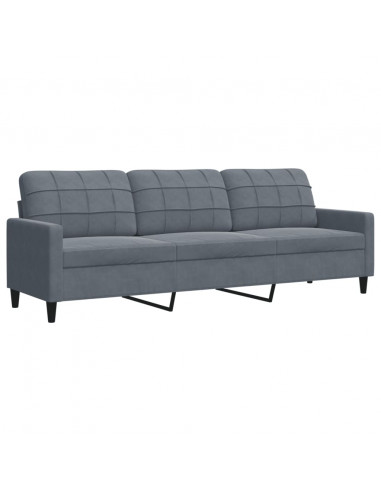 Divano a 3 Posti Grigio Scuro 210 cm in Velluto