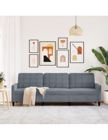 Divano a 3 Posti Grigio Scuro 210 cm in Velluto