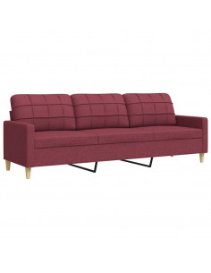 Divano a 3 Posti Rosso Vino 210 cm in Tessuto 2