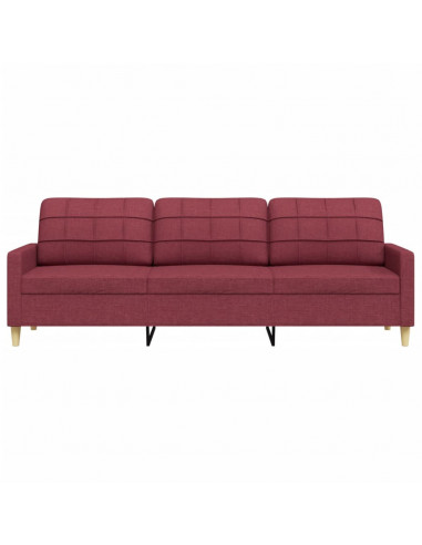 Divano a 3 Posti Rosso Vino 210 cm in Tessuto