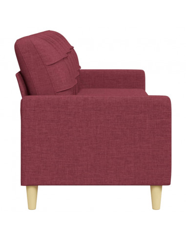 Divano a 3 Posti Rosso Vino 210 cm in Tessuto