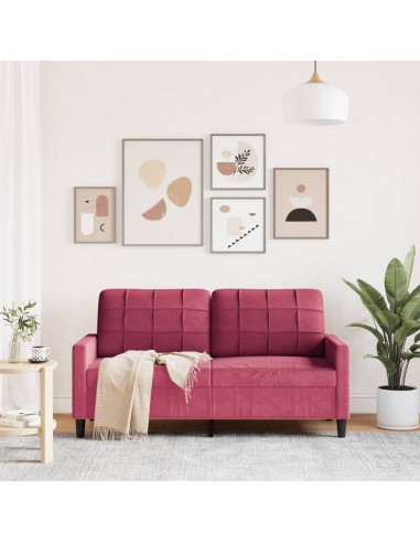 Divano a 2 Posti Rosso Vino 140 cm in Velluto