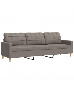 Divano a 3 Posti Tortora 210 cm in Tessuto 2