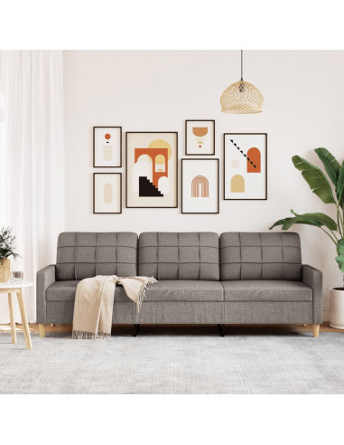 Divano a 3 Posti Tortora 210 cm in Tessuto