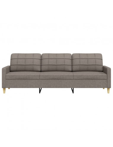 Divano a 3 Posti Tortora 210 cm in Tessuto