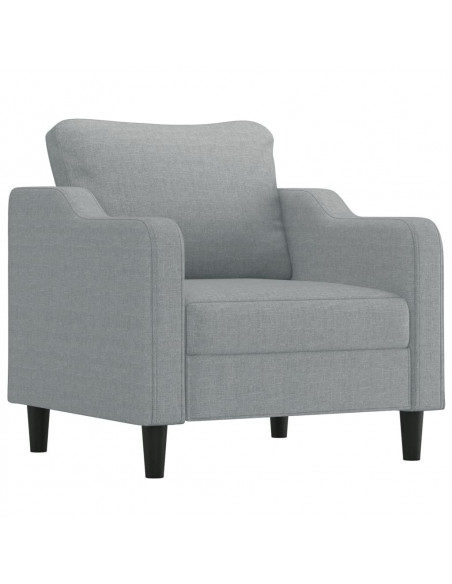Set Divani 3 pz con Cuscini Grigio Chiaro in Tessuto