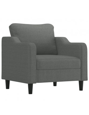 Set di Divani 3 pz con Cuscini Grigio Scuro in Tessuto