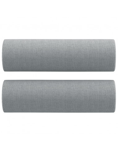 Set Divani 4 pz con Cuscini Grigio Chiaro in Tessuto