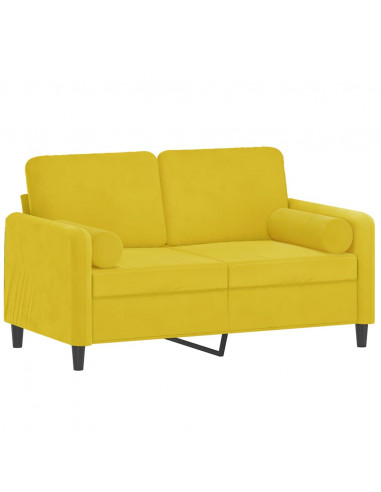 Divano a 2 Posti con Cuscini Giallo 120 cm in Velluto