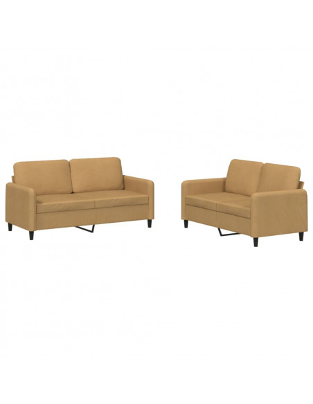 Set di Divani 2 pz Marrone in Velluto