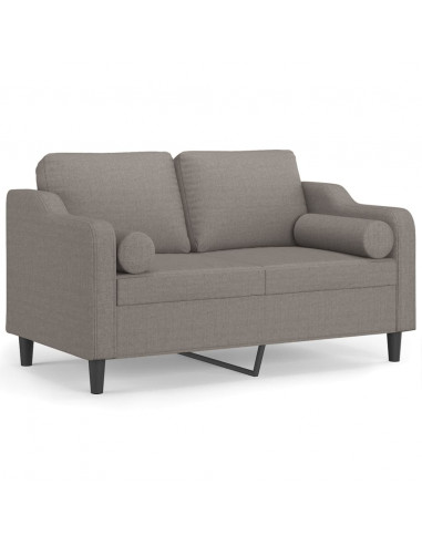 Divano a 2 Posti con Cuscini Tortora 120 cm in Tessuto
