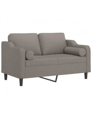 Divano a 2 Posti con Cuscini Tortora 120 cm in Tessuto
