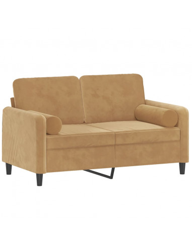 Divano a 2 Posti con Cuscini Marrone 120 cm in Velluto
