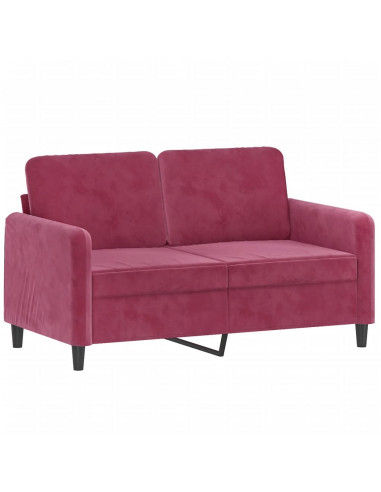 Set di Divani 3 pz con Cuscini Rosso Vino in Velluto