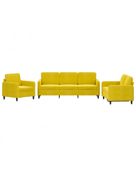 Set di Divani 3 pz Giallo in Velluto