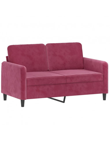Set di Divani 2 pz con Cuscini Rosso Vino in Velluto