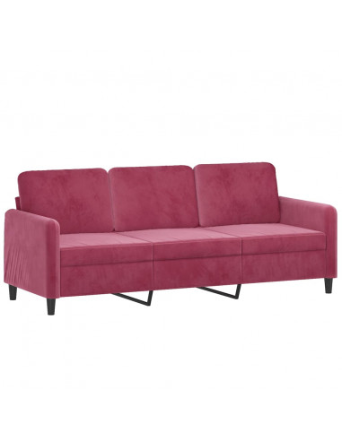 Set di Divani 2 pz con Cuscini Rosso Vino in Velluto