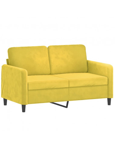 Set di Divani 3 pz con Cuscini Giallo in Velluto