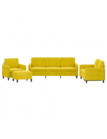 Set di Divani 4 pz Giallo in Velluto