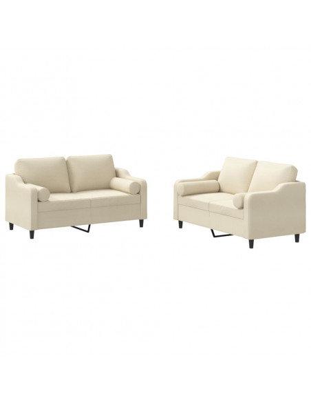 Set Divani 2 pz con Cuscini Crema in Tessuto