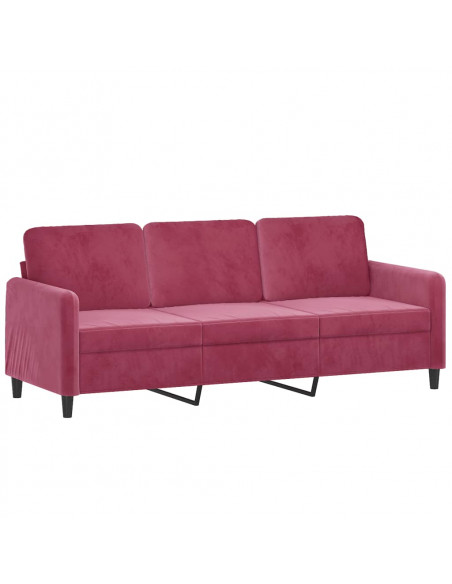Set di Divani 3 pz Rosso Vino in Velluto